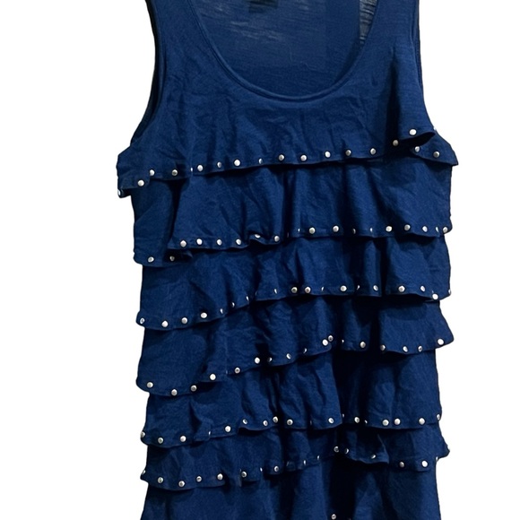 Blue Ruffle Studded Tank Top - Picture 5 of 5